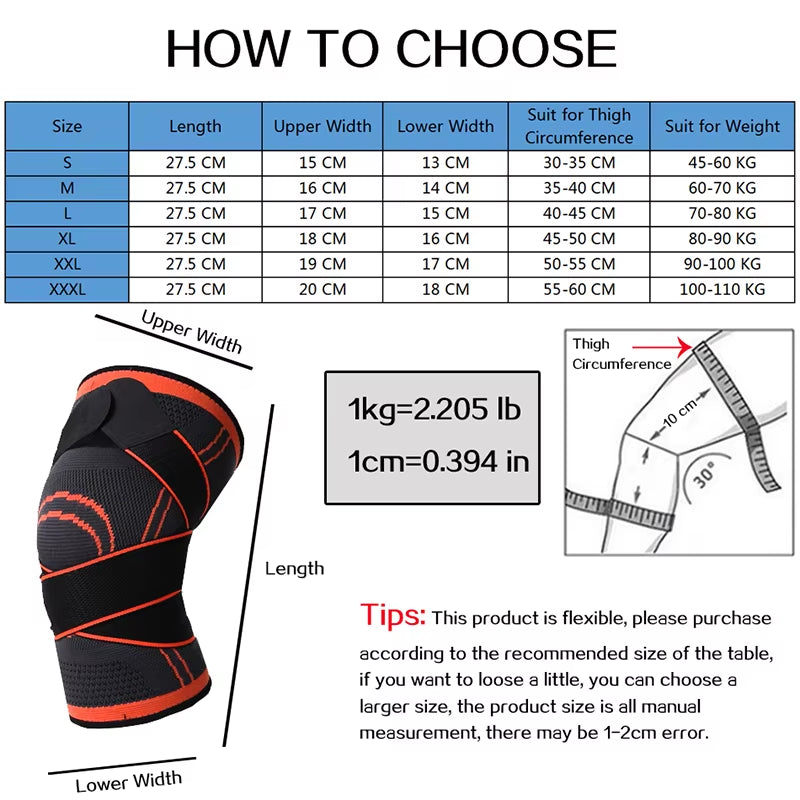1PC Knee Pads for Men and Women Pressurized Elastic Kneepad Support Bandage Sports Fitness Basketball Volleyball Brace Protector